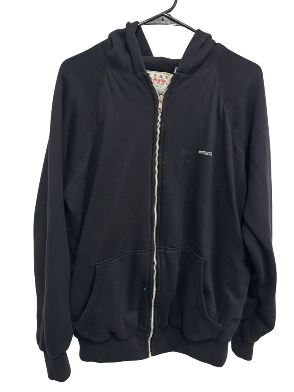 McGregor XL Black Full Zip Lined Hoodie Split Kangaroo Pockets Cozycore Retro